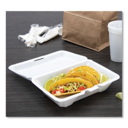 1 Compartment Foam Hinged-Lid Containers