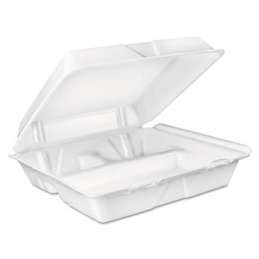 3 Compartment Foam Hinged-Lid Containers