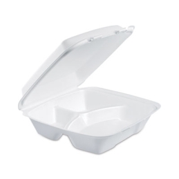 3 Compartment Foam Hinged-Lid Containers