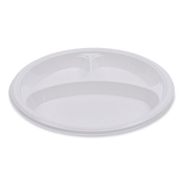 10”, 3 Compartment Hi-Impact Plastic Plates