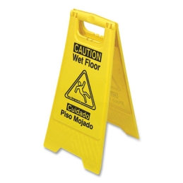 Bilingual Yellow Wet Floor Sign