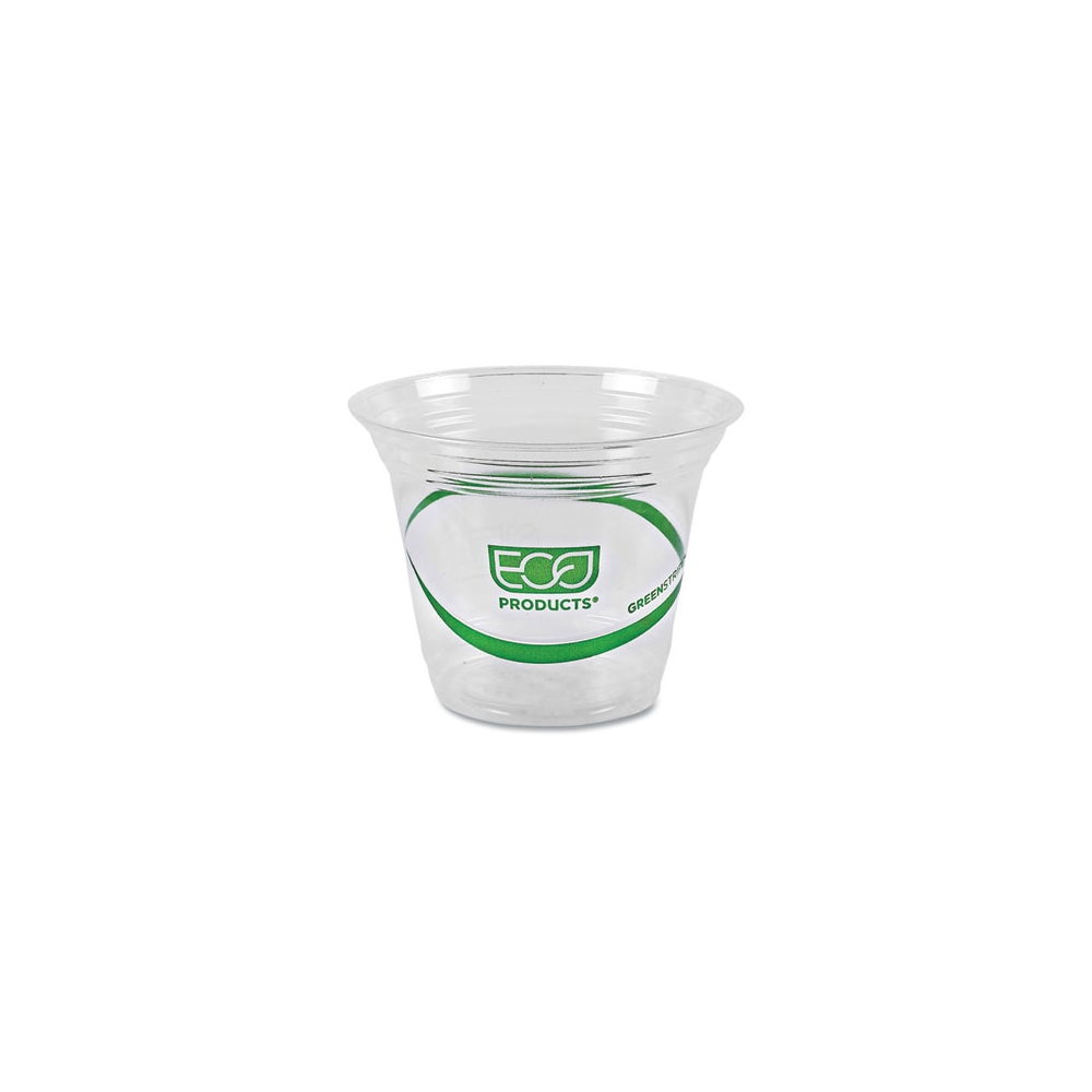 9 oz. Squat Green Stripe Plastic Cold Cups