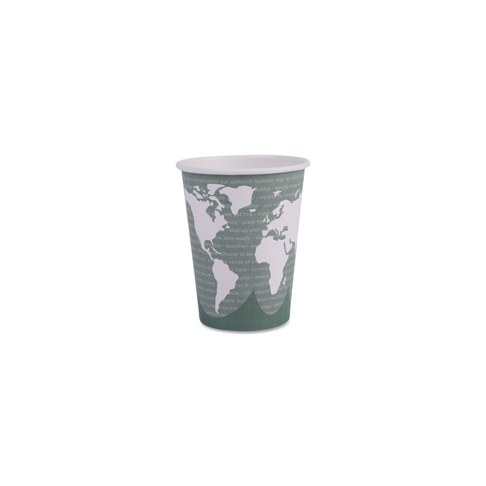 12 oz. World Art Renewable and Compostable Hot Cups