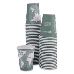 12 oz. World Art Renewable and Compostable Hot Cups