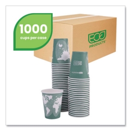 12 oz. World Art Renewable and Compostable Hot Cups