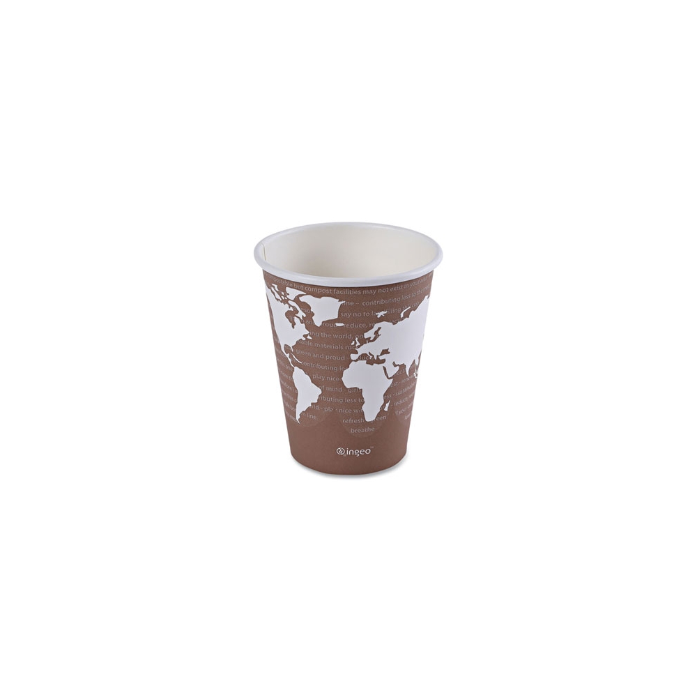 8 oz. World Art Renewable and Compostable Hot Cups