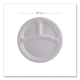 10” Vanguard Renewable and Compostable 3 Compartment Sugarcane Plates